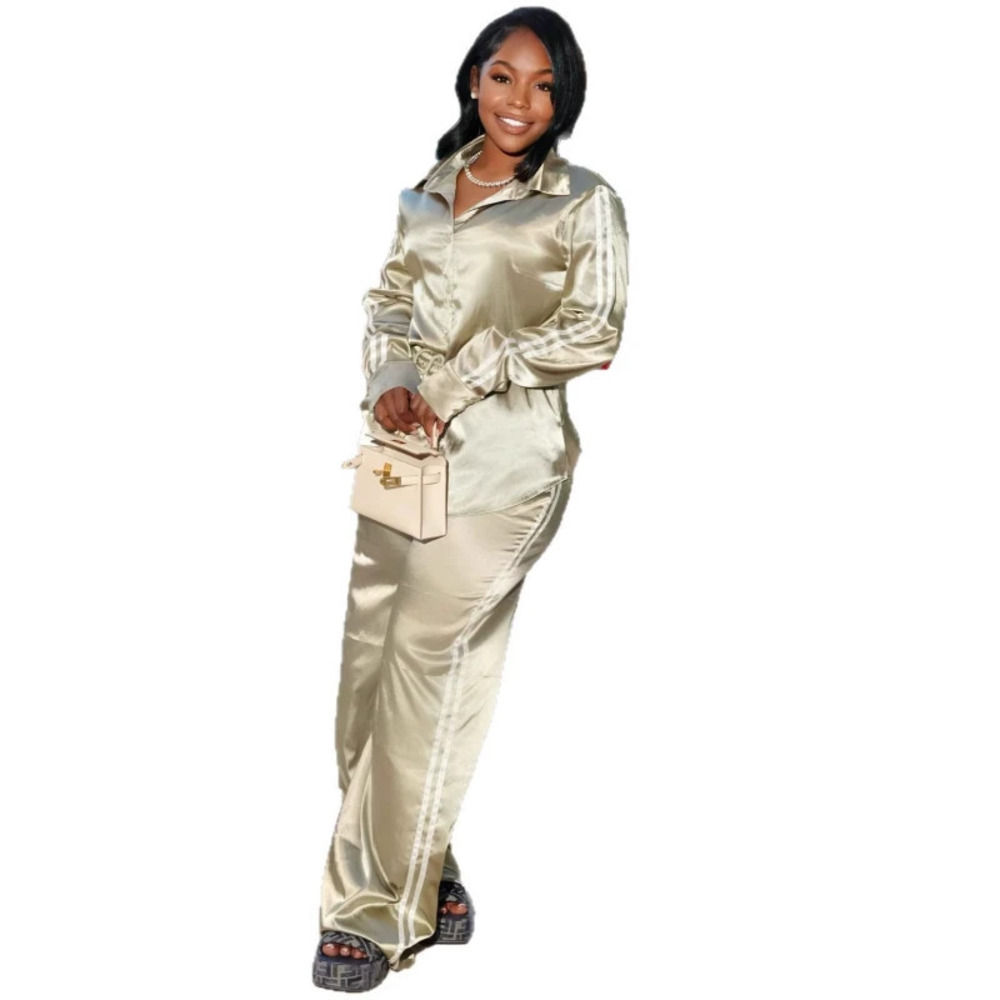 ZARA Plus Size Women Long Sleeve Lapel Shirt African Style Wide Leg Pants Set